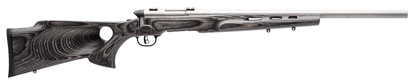 Savage Arms 96972 B.MAG Target Full Size 17 WSM 8+1 22" Matte Stainless Heavy Barrel, Matte Drilled & Tapped Stainless Steel Receiver, Matte Gray Thumbhole Laminate Stock, Right Hand