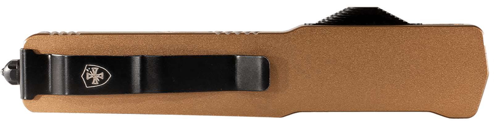 Templar Knife MAAB321 Premium LW  Slim 8.09" OTF Drop Point Plain Black Oxide Stonewashed Powdered D2 Steel Blade, 4.93" Bronze Anodized Aluminum Handle
