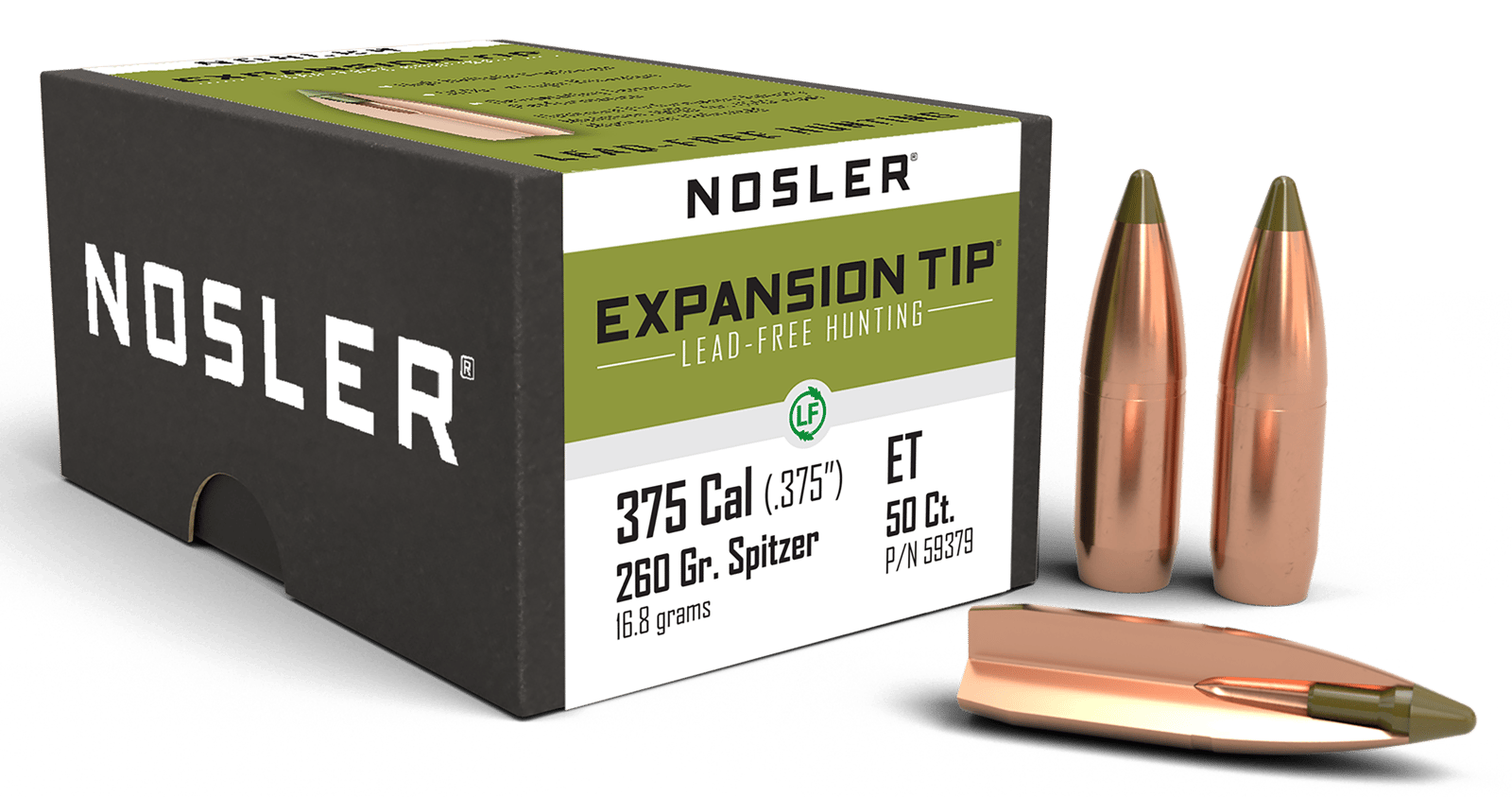 Nosler 59379 E-Tip  375Cal 260gr Spitzer Boat Tail 50/Box