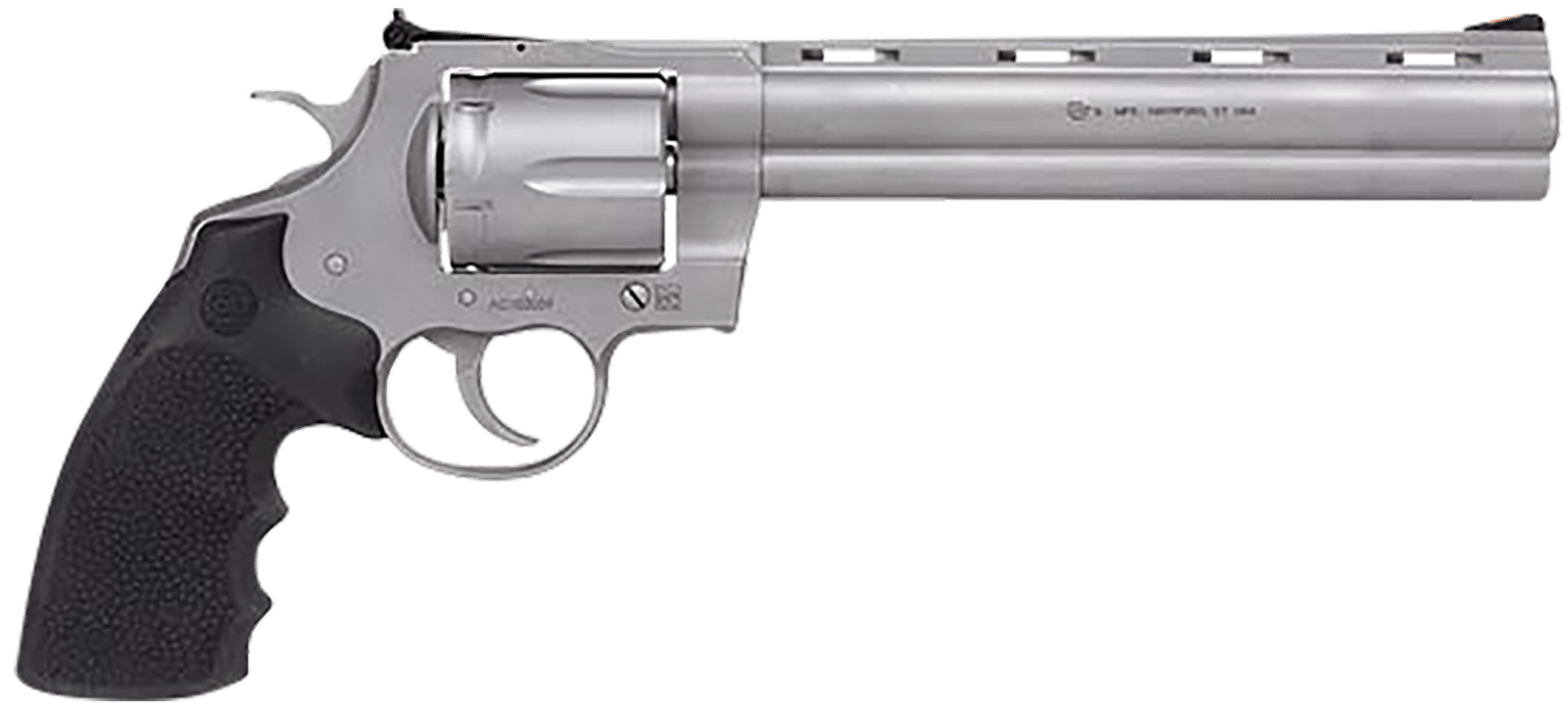 Colt Mfg PYTHONSM8RTS Python  357 Mag/38 Special 6 Shot 8" Bead Blasted Vent Rib Barrel, Cylinder & Frame, Black Rubber Grip, Exposed Hammer