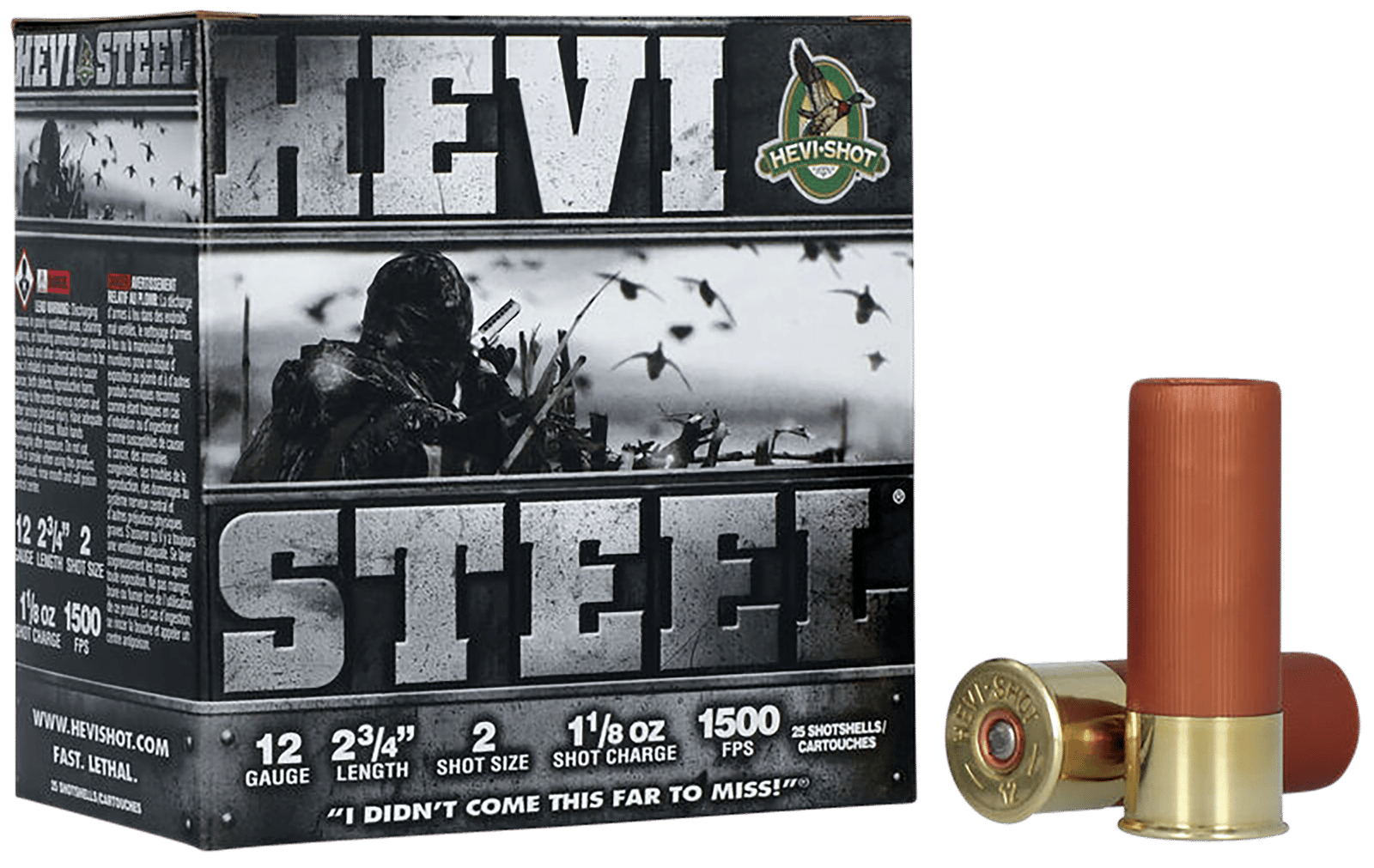 HEVI-Shot HS61222 HEVI-Steel  12Gauge 2.75" 1 1/8oz 2Shot 25 Per Box/10 Case