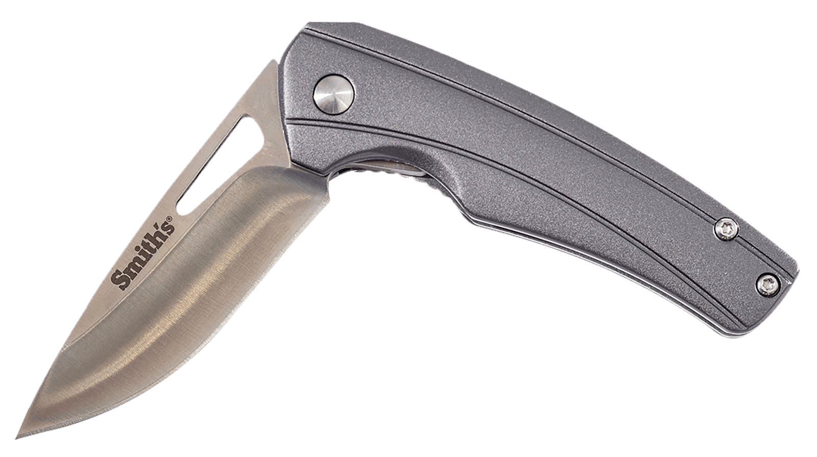 Smiths Products 51246 Istana  2.75" Folding Drop Point Plain Satin 400 SS Blade/Gray Anodized Aluminum Handle Includes Pocket Clip