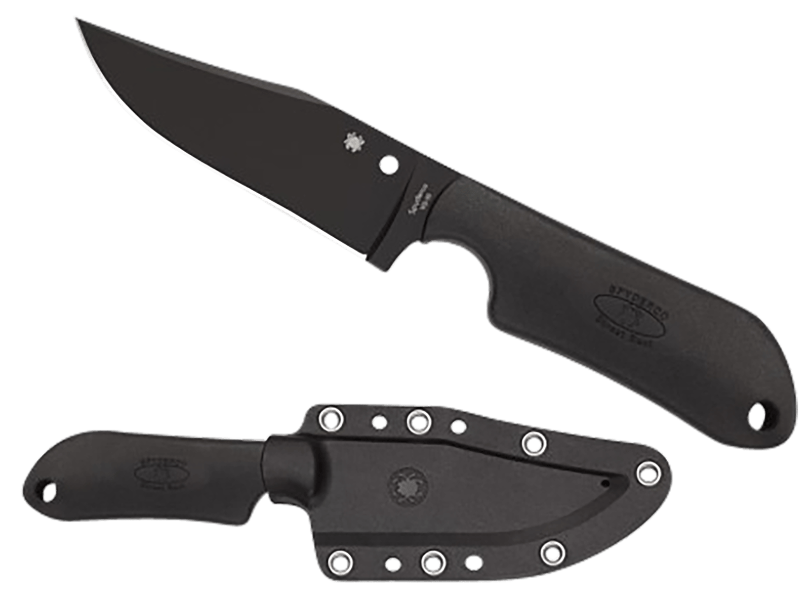 Spyderco FB15PBBK Street Beat  3.51" Fixed Bowie Plain Black DLC VG-10 SS Blade/Black Textured FRN Handle