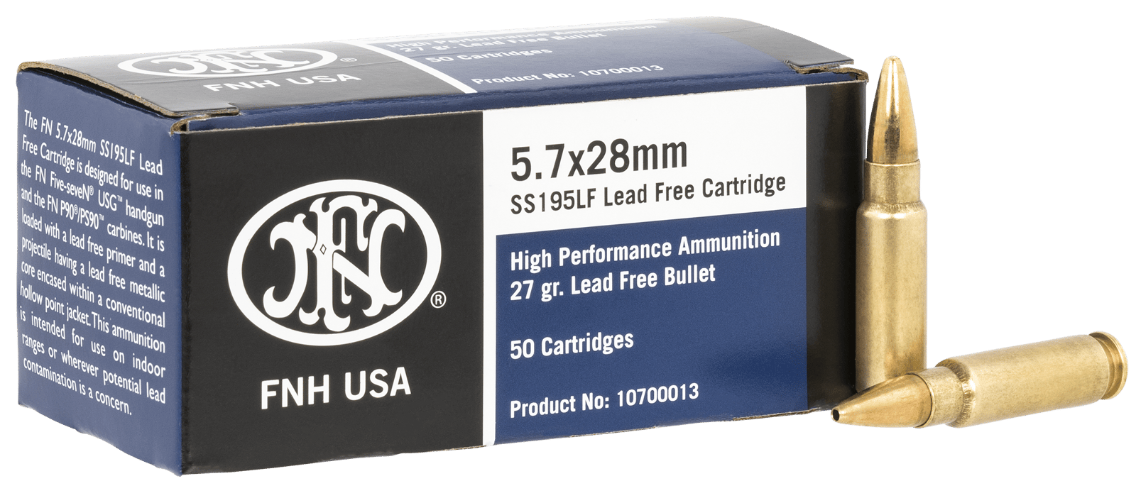 FN 10700013 High Performance  5.7x28mm 27gr Lead Free Hollow Point 50 Per Box/40 Case