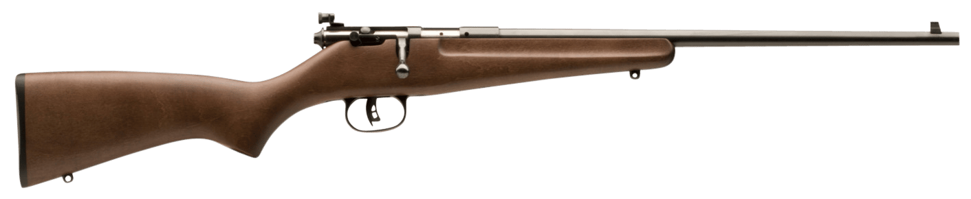 Savage Arms 13815 Rascal  Youth 22 LR 1rd 16.13" Matte Black Sporter Barrel, Matte Black Carbon Steel Receiver, Satin Brown Fixed Wood Stock, Right Hand