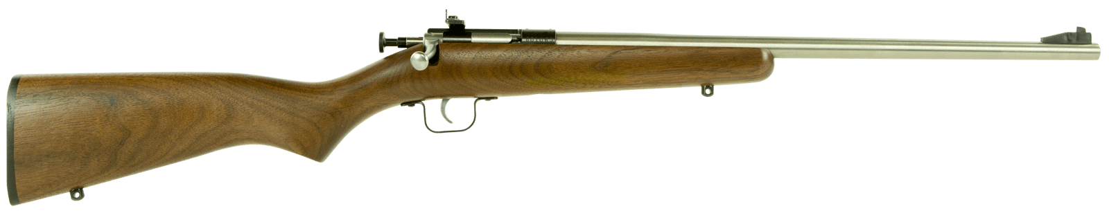 Crickett KSA3238 Youth  22 LR 1rd 16.12" Stainless Steel Barrel, Fixed Front/Adjustable Rear Peep Sights, Walnut Stock w/11.5" LOP, Rebounding Firing Pin Safety
