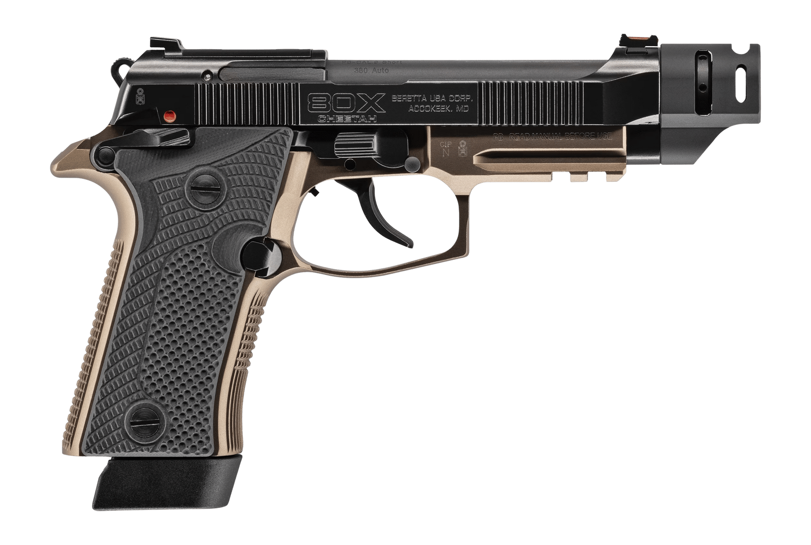 Beretta USA J80XTACLED15 80X Cheetah Tactical Urban Micro-Compact Frame 380 ACP 15+1 4.40" Threaded Barrel, Optic Ready/Serrated Slide, Steel Frame w/Picatinny Rail, Vertec Grip