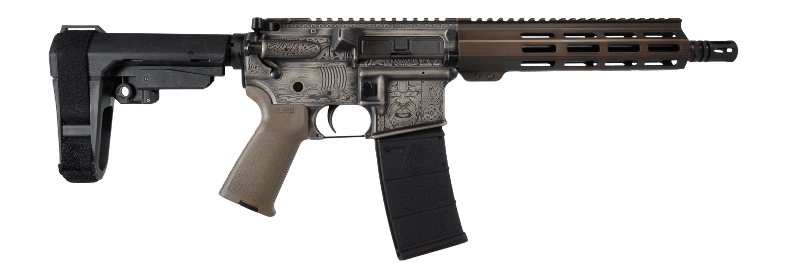 Shark Coast Tactical SCC07527VIK-P Viking 5.56 NATO 30+1 10.50" Black Nitride Threaded Barrel, Aluminum Receiver w/Picatinny Rail, M-LOK Handguard, Polymer SB Tactical SBA3 Brace, Magpul MOE Grip, Rig