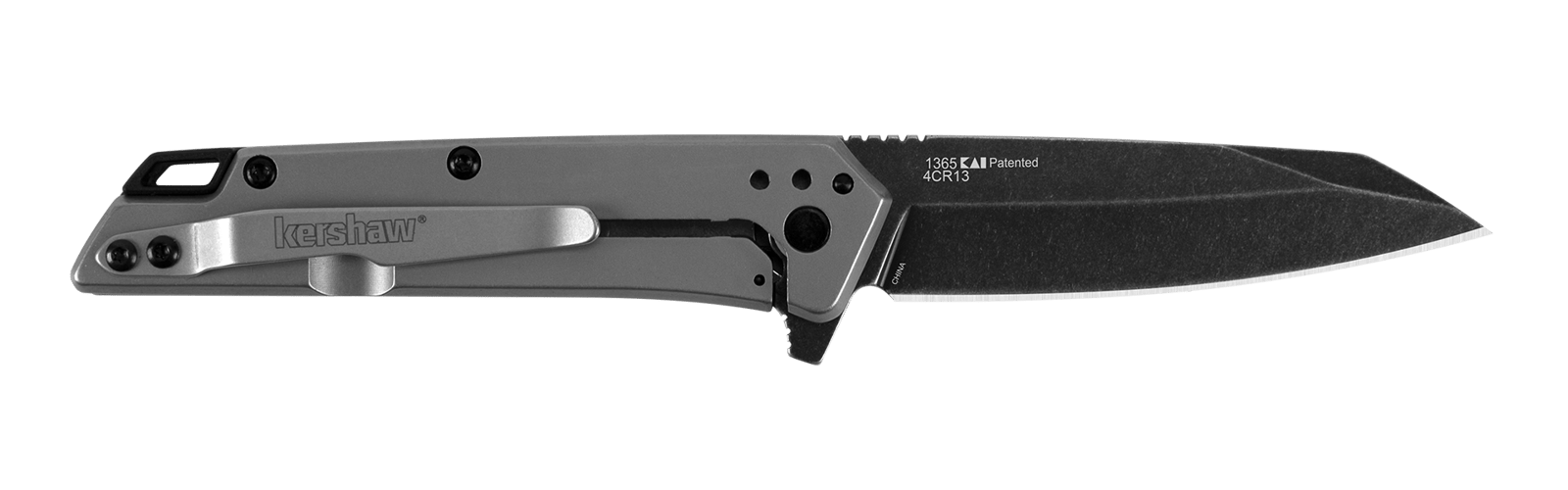 Kershaw 1365 Misdirect  2.90" Folding Reverse Tanto Plain Black Oxide Blackwash 4Cr14 Blade Gray Bead Blasted Stainless Steel Handle Includes Pocket Clip