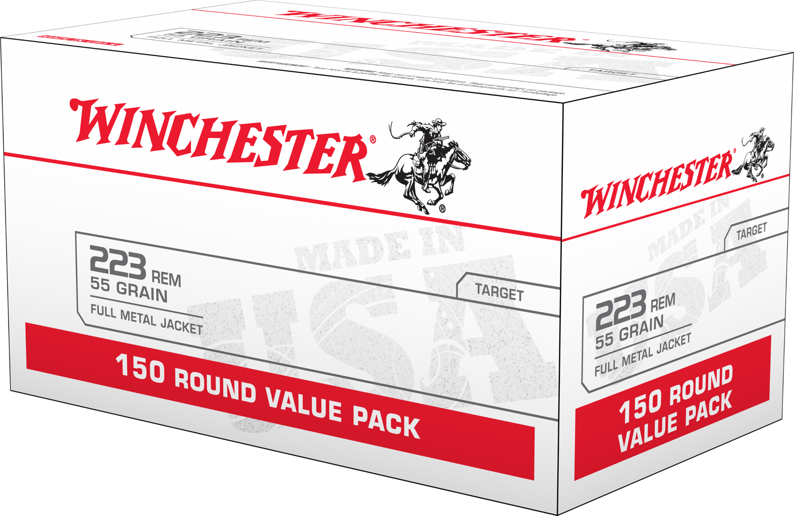 Winchester Ammo W223150 USA  223Rem 55gr Full Metal Jacket 150 Per Box/4 Case *Value Pack
