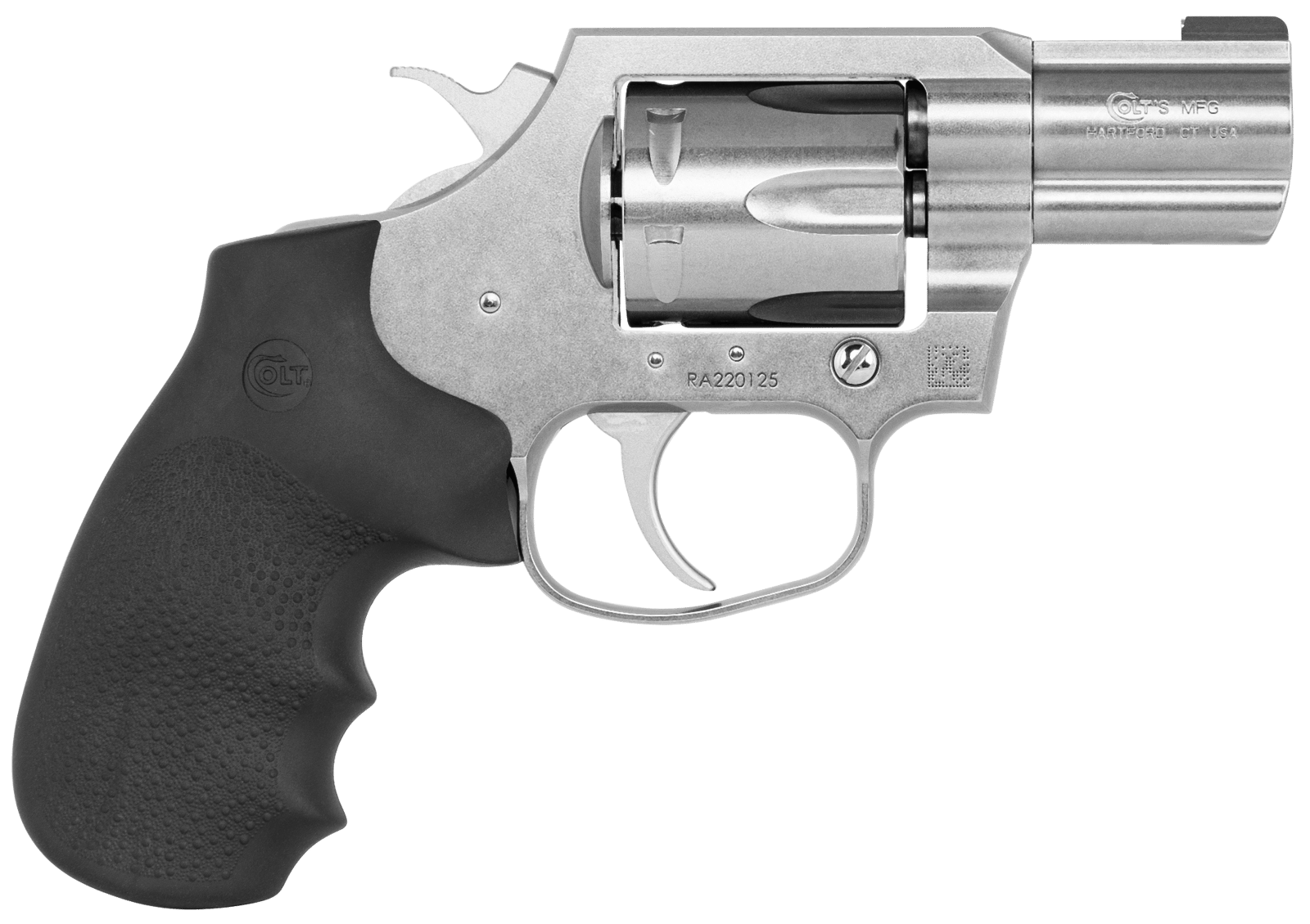 Colt Mfg KCOBRASB2BBS King Cobra Carry 357 Mag 6 Shot 2" DA/SA Brushed Stainless Steel Barrel, Cylinder & Frame, Black Hogue Rubber w/Finger Grooves Grip