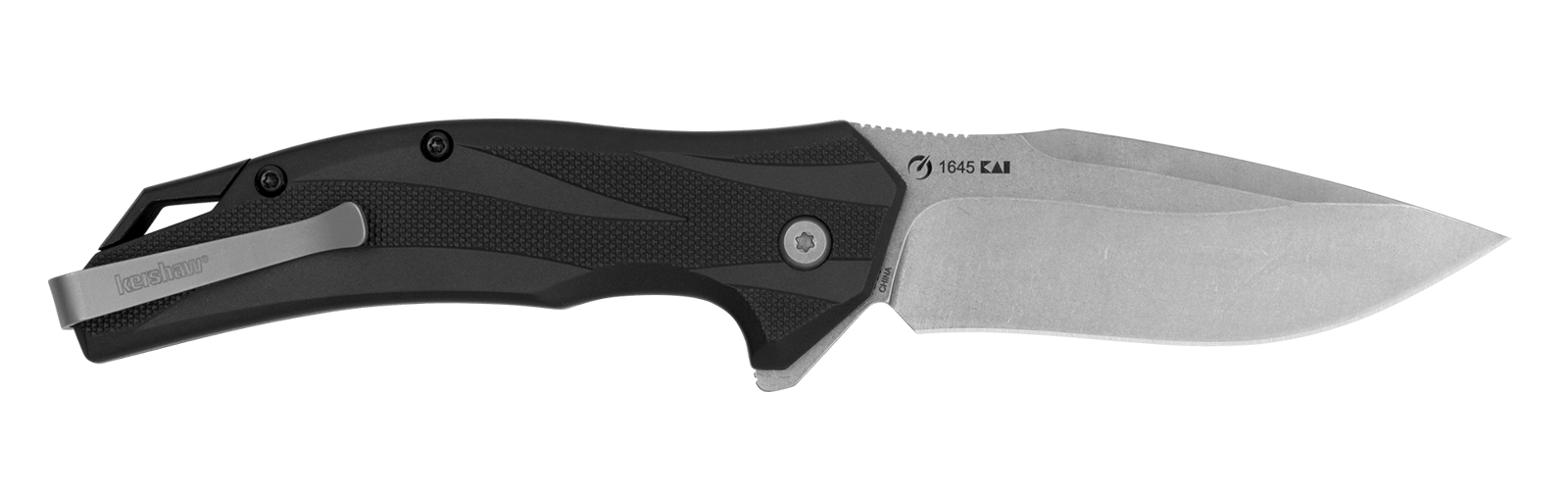 Kershaw 1645 Lateral  Full Size Folding Drop Point w/Recurve Plain Stonewashed 8Cr13MoV SS Blade, Gray Textured Glass-Filled Nylon Handle Includes Pocket Clip