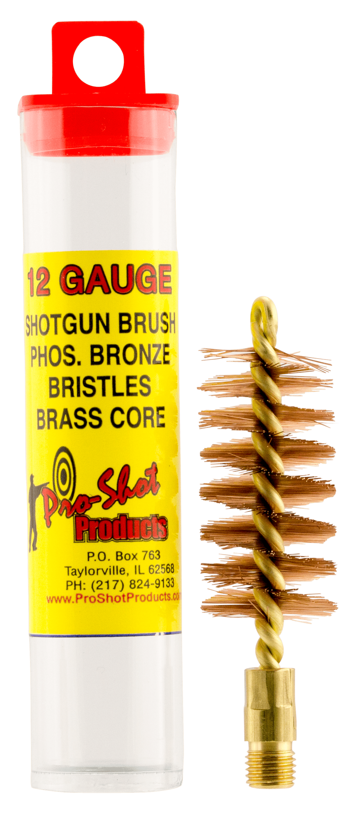 Pro-Shot 12S Bore Brush  12 Gauge Shotgun #5/16-27 Thread Bronze Bristles Looped Tip Brass Core