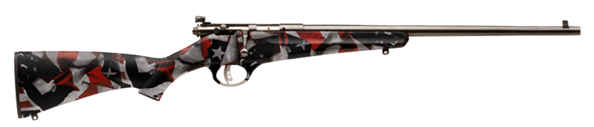 Savage Arms 13801 Rascal  Youth 22 LR 1rd 16.13" Satin Black Sporter Barrel, Satin Black Carbon Steel Receiver, American Flag Fixed Synthetic Stock, Right Hand