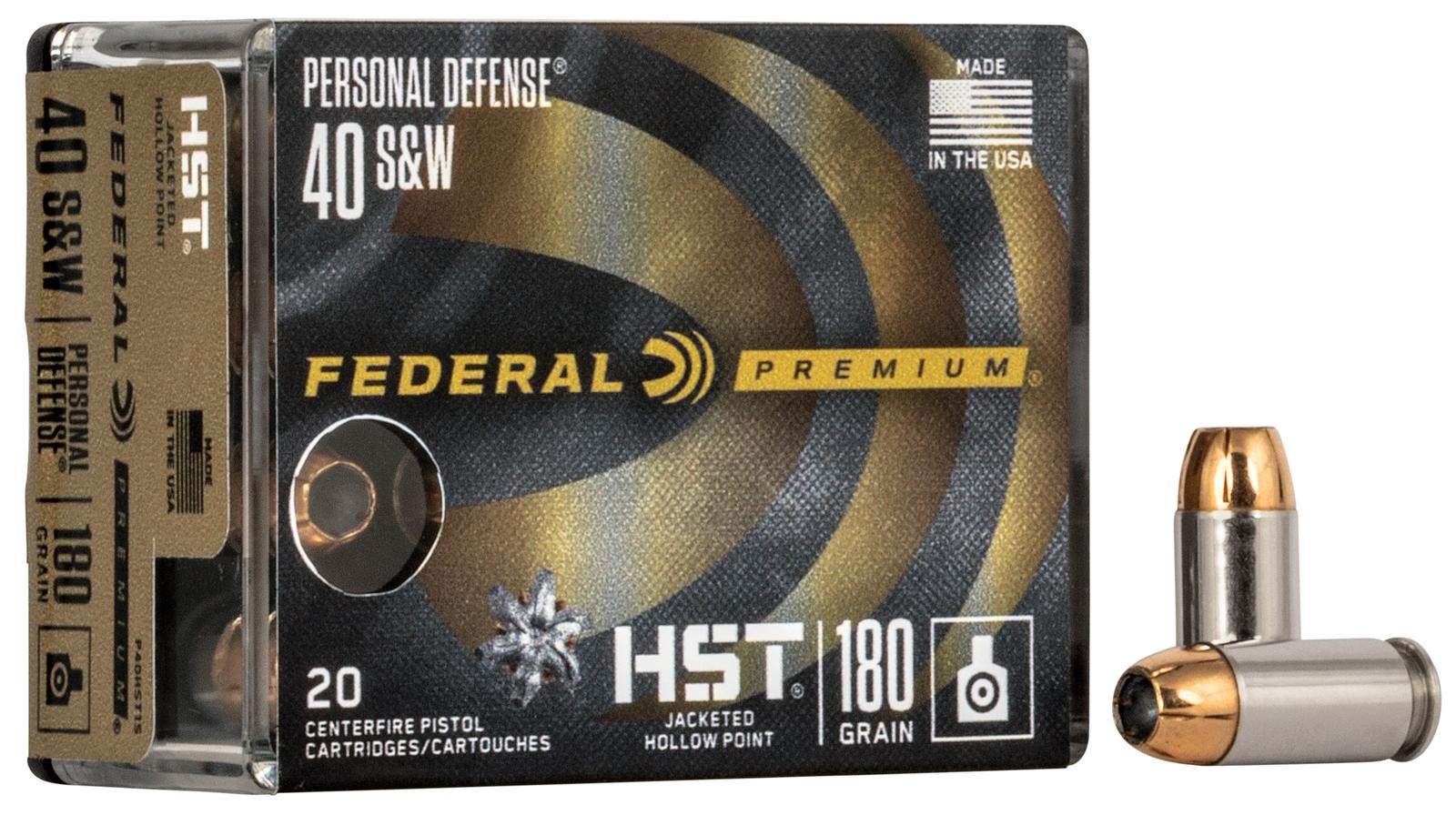 Federal P40HST1S Premium Personal Defense 40S&W 180gr HST Jacketed Hollow Point 20 Per Box/10 Case