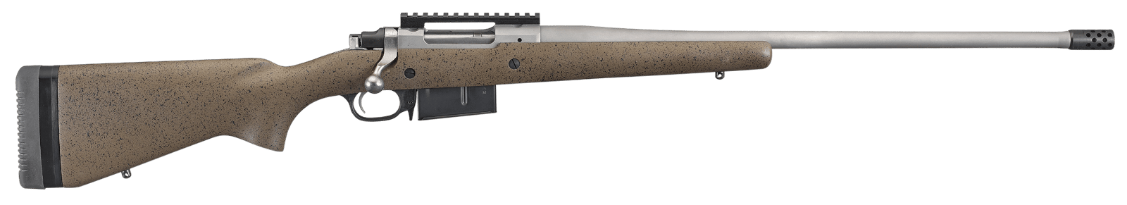 Ruger 47197 Hawkeye Long-Range Hunter Full Size 6.5 PRC 3+1 22"  Matte Stainless Steel Threaded Barrel, Picatinny Rail Stainless Steel Receiver, Black Speckled Brown Adj LOP Laminate Stock