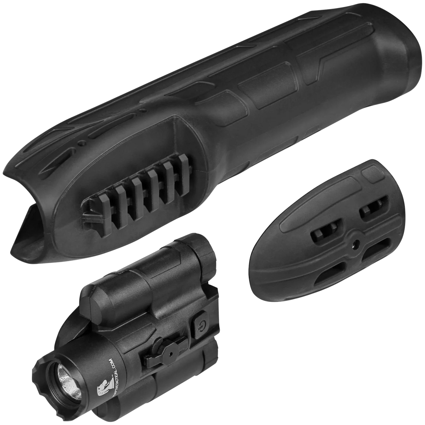 ADAPTIVE TACTICAL AT02901 EX Performance Forend with 300 Lumen Flashlight, Black Polymer, Concealed 2" Picatinny, Fits Most Mossberg 500/590/Maverick 88