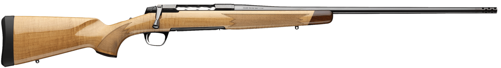 Browning 036080294 X-Bolt 2 Medallion 6.5 PRC 3+1 24" Blue Polished Threaded Barrel & Drilled & Tapped Carbon Steel Receiver, Fixed Gloss AAAA Maple Wood Stock, Radial Muzzle Brake