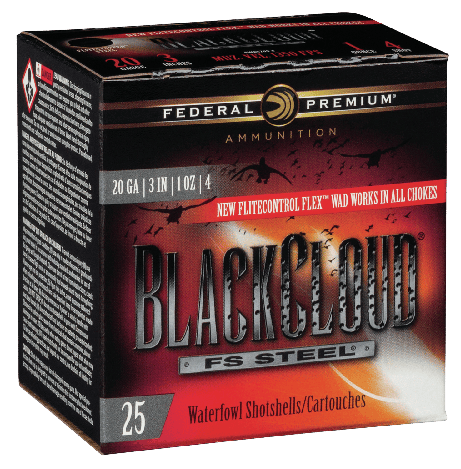 Federal PWBX2094 Black Cloud FS 20Gauge 3" 1oz 4Shot 25 Per Box/10 Case