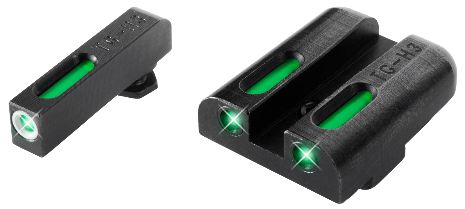 TruGlo TG13GL1A TFX  Low Green/White Outline Fiber Optic/Tritium Front/Green Fiber Optic/Tritium Rear/Black Nitride Fortress Frame, Compatible w/Most Glock Except MOS, Front Post/Rear Dovetail Mount