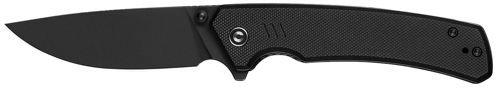Civivi Knives C24012-1 Merit  3.28" Folding Drop Point Plain Black Stonewashed 14C28N Steel Blade, Black Textured G10 Handle
