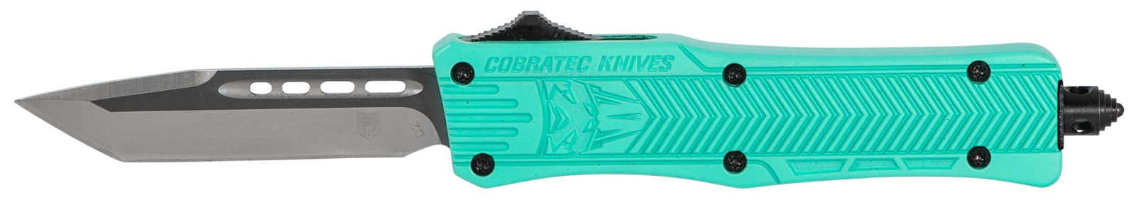 CobraTec Knives STFCTK1STNS CTK-1  Small 2.75" OTF Tanto Plain D2 Steel Blade/Tiffany Blue Aluminum Handle Features Glass Breaker Includes Pocket Clip