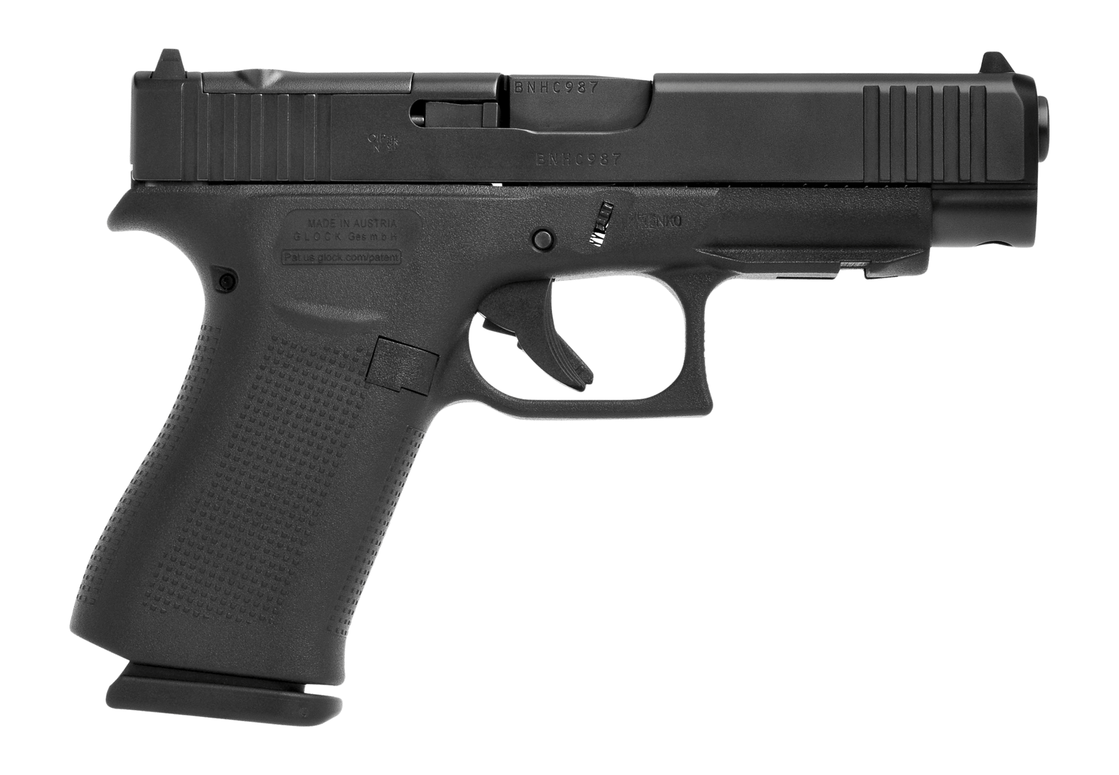 Glock PA4850203FRMOS G48 MOS Slim Compact 9mm Luger 15+1 4.17" Black GMB Barrel, Black nDLC Optic Ready/Serrated Steel Slide, Black Polymer Frame w/Beavertail & Front Rail, Black Textured Polymer Grip