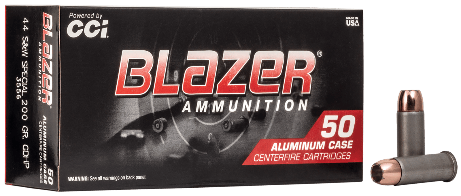 CCI 3556 Blazer Handgun 44S&W Spl 200gr Jacketed Hollow Point 50 Per Box/20 Case