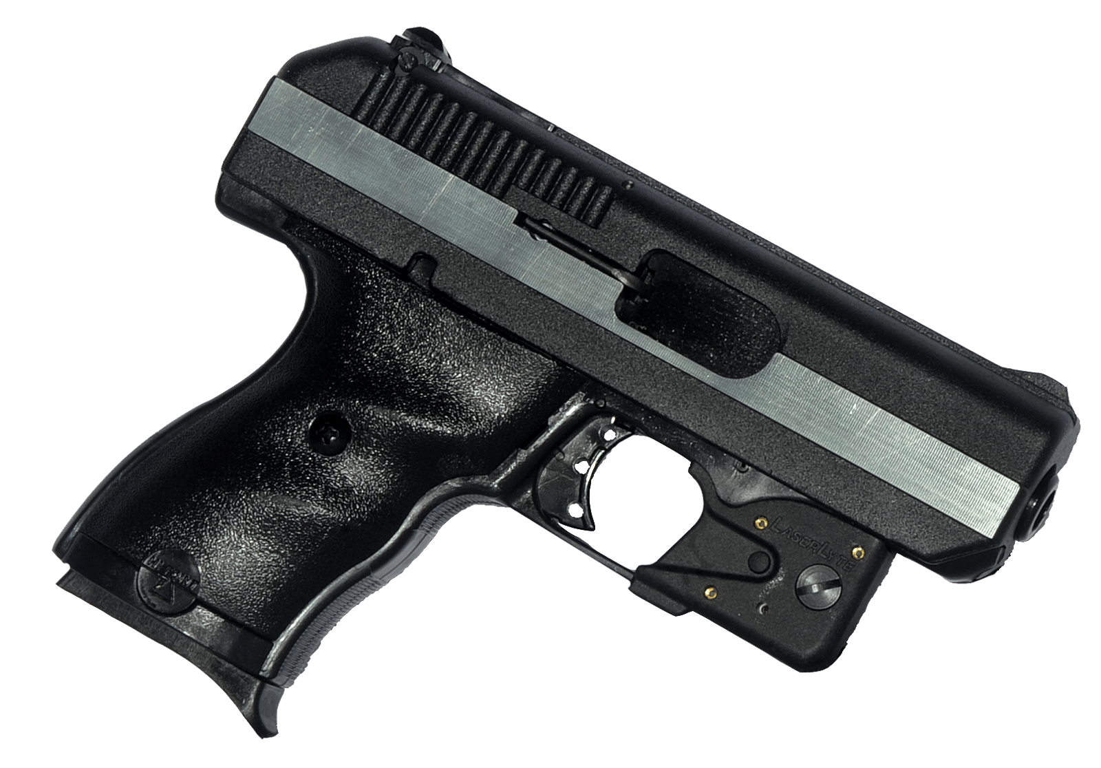 Hi-Point CF380LLTGM CF  380 ACP Caliber with 3.50" Barrel, 8+1 Capacity, Black Finish Frame, Serrated Black Steel Chrome Line Slide & Polymer Grip, LaserLyte Laser