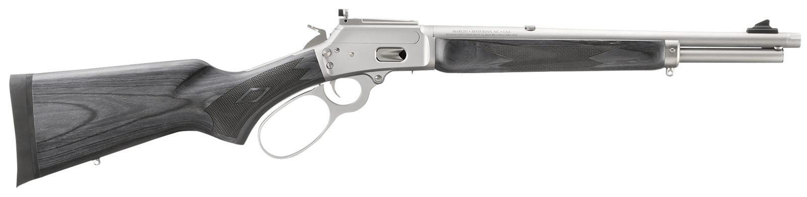 Marlin  1894 Trapper Full Size 44 Special/44 Rem Mag 8+1/9+1 16.10" Satin Threaded Barrel, Satin Stainless Steel Receiver, Fixed Black Laminate Stock
