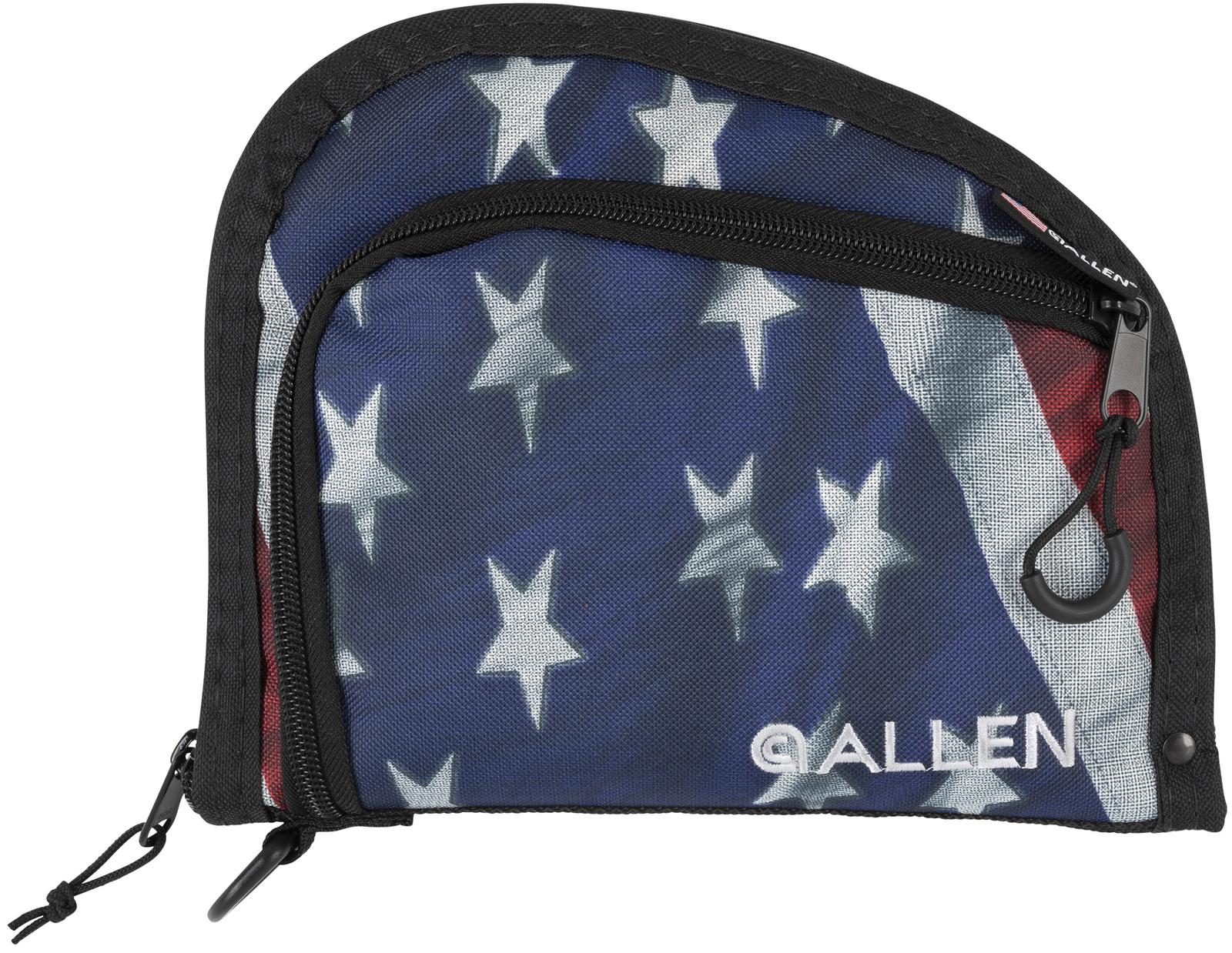 Allen 7719 Victory Auto Fit Handgun Case USA Flag Endura w/Black Trim, 1-Pocket, Knit Lining, Foam Padding & Lockable Zippers 9" x 7" Interior Dimensions