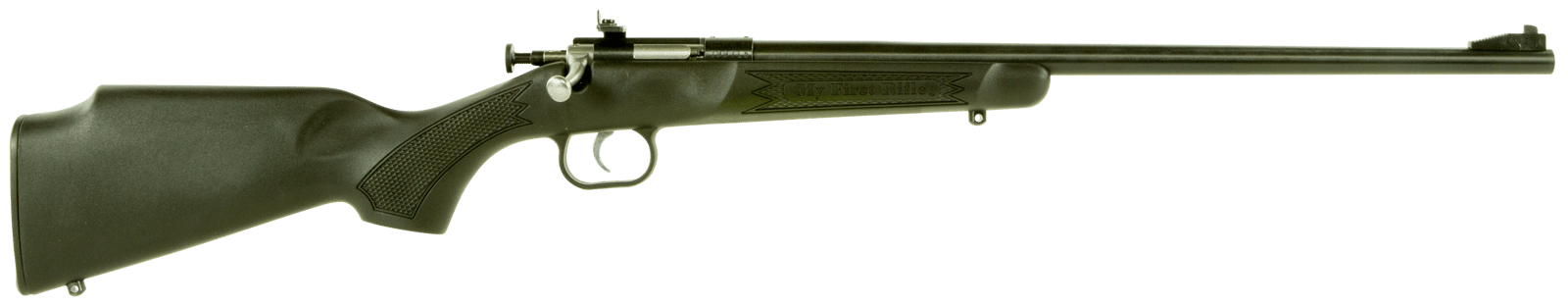Crickett KSA2240 Youth  22 LR 1rd 16.12" Blued Barrel & Receiver, Fixed Front/Adjustable Rear Peep Sights, Black Synthetic Stock w/11.5" LOP, Rebounding Firing Pin Safety