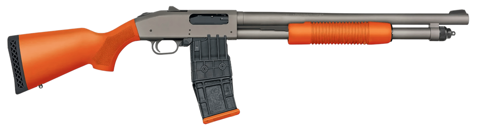 Mossberg 50220 590M  12 Gauge 10+1 18.50" Tungsten Gray Cerakote Barrel & Steel Drilled & Tapped Receiver, Magpul SGA Safety Orange Synthetic Stock