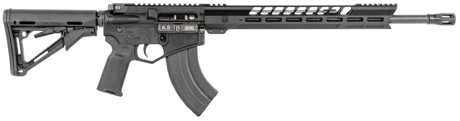 Diamondback DB1732N001 DB15  6.5 Grendel 18" 5+1,28+1 Black Adjustable Magpul CTR Stock Black Magpul MOE K2 Grip with Black Gold Lower 15" M-Lok