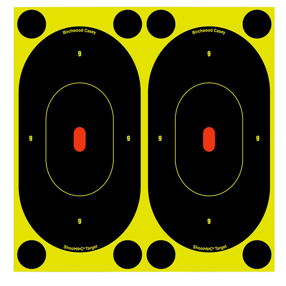 Birchwood Casey 34750 Shoot-N-C Reactive Target Self-Adhesive Paper Black/Yellow 7" Oval Silhouette 60 Pack