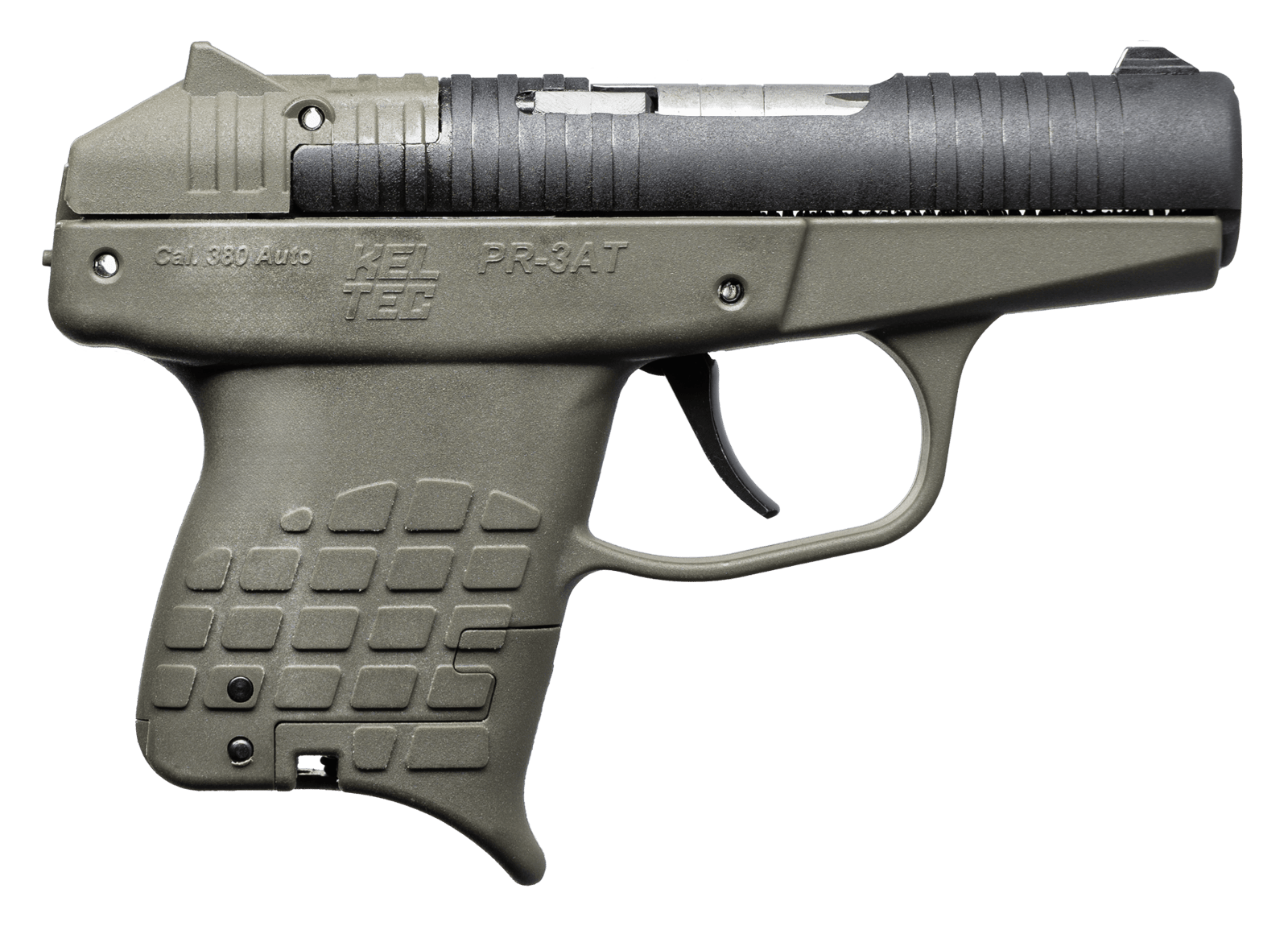 Kel-Tec PR3ATGRN10 PR-3AT Compact Frame 380 ACP 10+1 2.85" Black Rotating Barrel Shroud, Green Polymer Frame