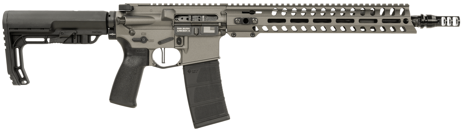 Patriot Ordnance Factory 02046 Minuteman  5.56x45mm 30+1 13.75" Black Steel Threaded Barrel, Tungsten Cerakote Receiver, 13" Renegade Rail Handguard