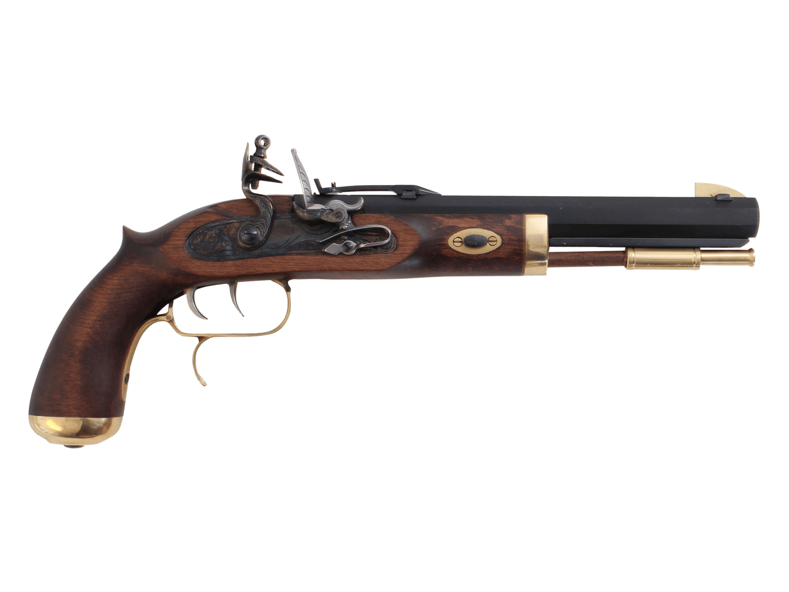 Traditions P1090 Trapper  SAO 50 Cal Flintlock 9.75" 1rd Blued Frame & Barrel Hardwood Grip