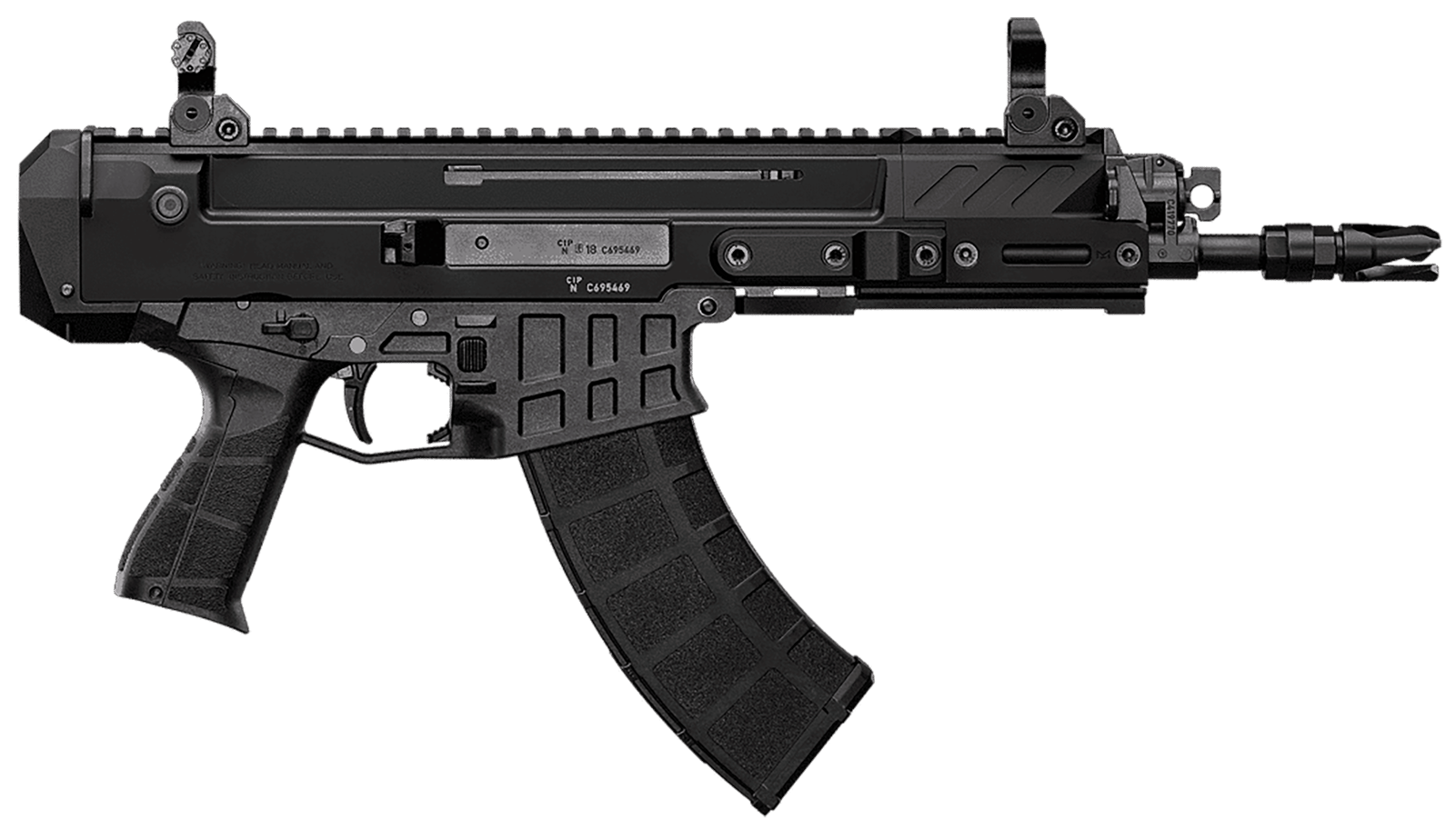 CZ-USA 91450 Bren 2 MS  5.56x45mm NATO 30+1 8.26" Black Cold Hammer Forged Barrel & Frame, Black Stippled Polymer Grips Right Hand