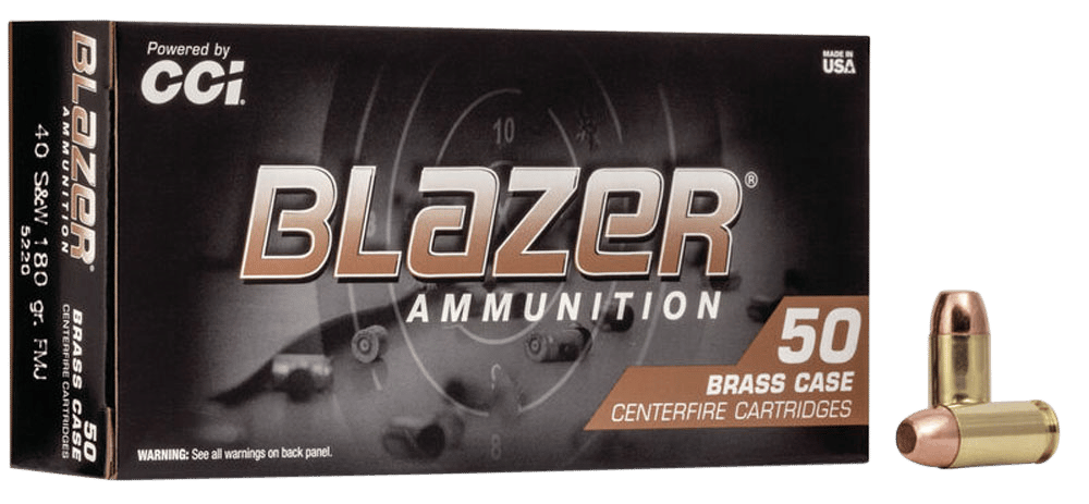 CCI 5220 Blazer Brass Handgun 40S&W 180gr Full Metal Jacket 50 Per Box/20 Case