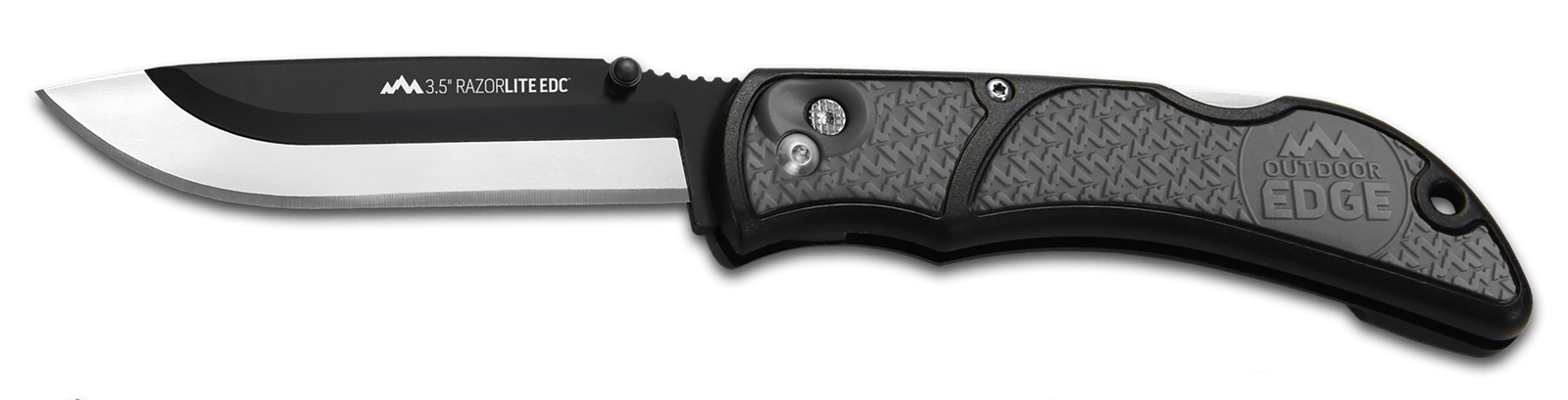 Outdoor Edge RLY50C RazorLite  3.50" Folding Drop Point Tanto Plain 420J2 SS Blade Black/Gray Polymer Handle