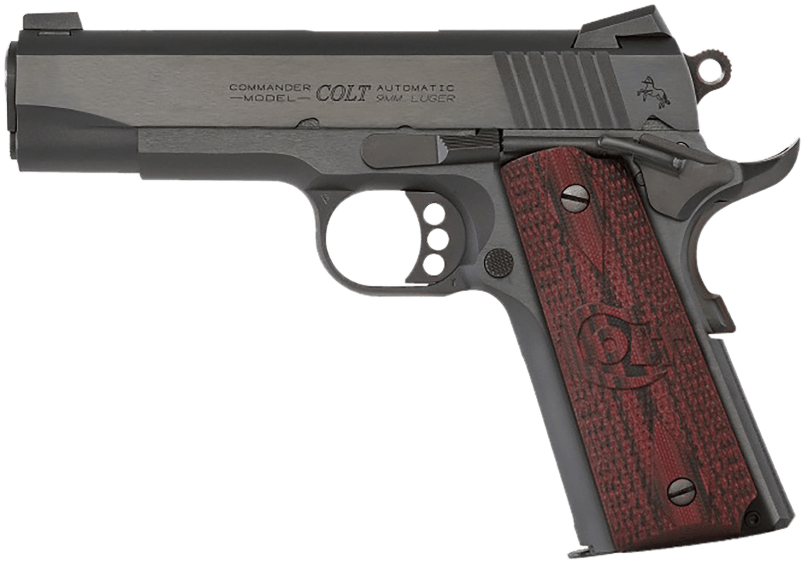 Colt Mfg O4943XE Commander Combat 38 Super 9+1 4.25" Stainless Steel Barrel, Blued Serrated Carbon Steel Slide, Blued Steel Frame, Black Cherry G10 Grip
