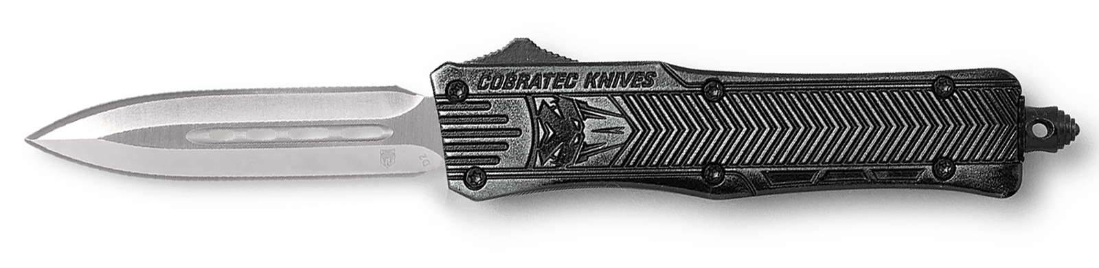 CobraTec Knives SSWCTK1SDAGNS CTK-1  Small 2.75" OTF Dagger Plain D2 Steel Blade/Stonewashed Aluminum Handle Features Glass Breaker Includes Pocket Clip