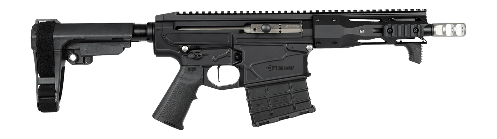 Nemo Arms OMENNM-S8 Omen Nitemare 300 Win Mag 14+1 8" Black Threaded Barrel, Black Aluminum Receiver w/Picatinny Rail, M-LOK Handguard, Black Polymer SB Tactical SBA3 Brace, Black Magpul MIAD Grip