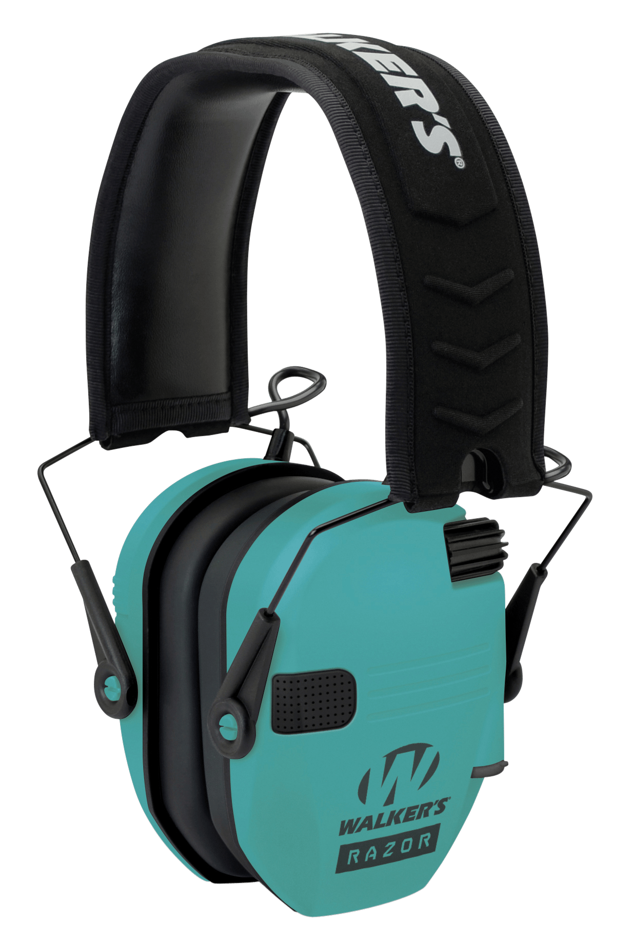 Walker's GWPRSEMLTL Razor Slim Electronic Muff 23 dB Over the Head Black/Teal Polymer