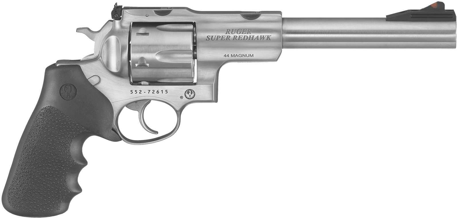Ruger 5501 Super Redhawk  44 Rem Mag/44 Special 6rd 7.50" Satin Stainless Steel w/Integral Mount Barrel, Satin Stainless Cylinder & Frame, Black Hogue Tamer Monogrip, Transfer Bar Safety