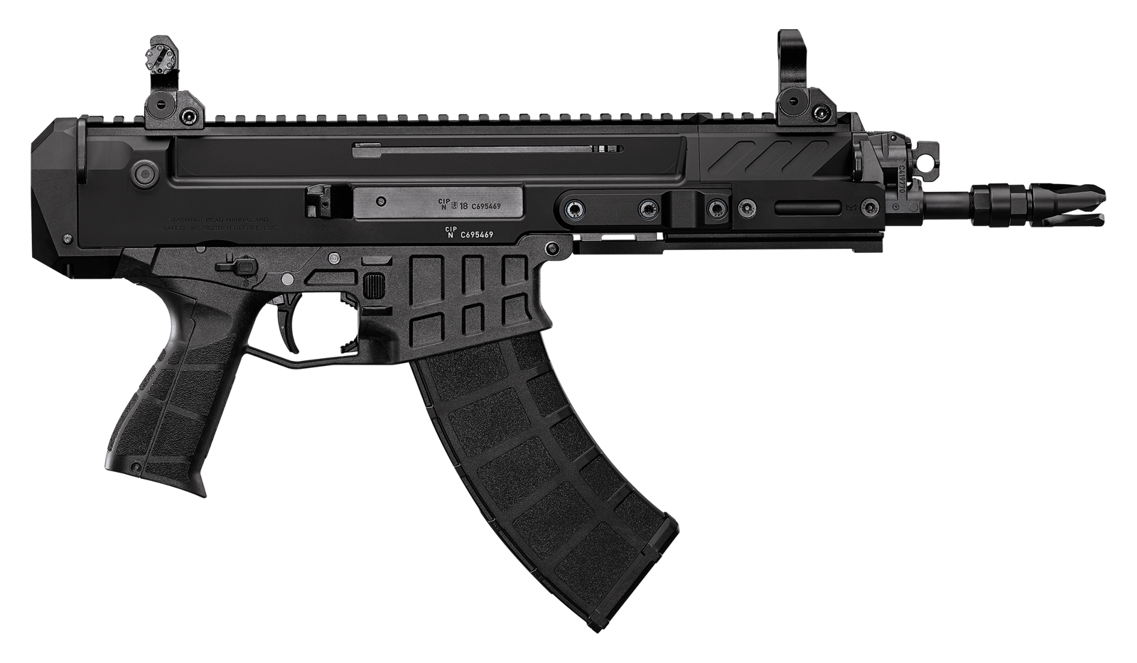 CZ-USA 91460 Bren 2 MS  7.62x39mm 30+1 9.50" Black Steel Barrel, Black Aluminum Receiver w/Picatinny Rail, Carbon Fiber/Polymer Frame, Black Stippled Grip, Right Hand