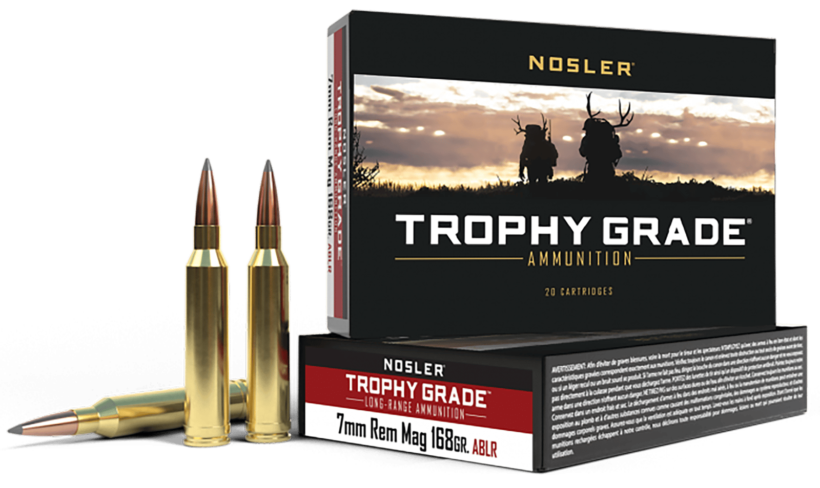 Nosler 60108 Trophy Grade Long-Range 7mmRemMag 168gr Nosler Spitzer AccuBond Long Range 20 Per Box/10 Case