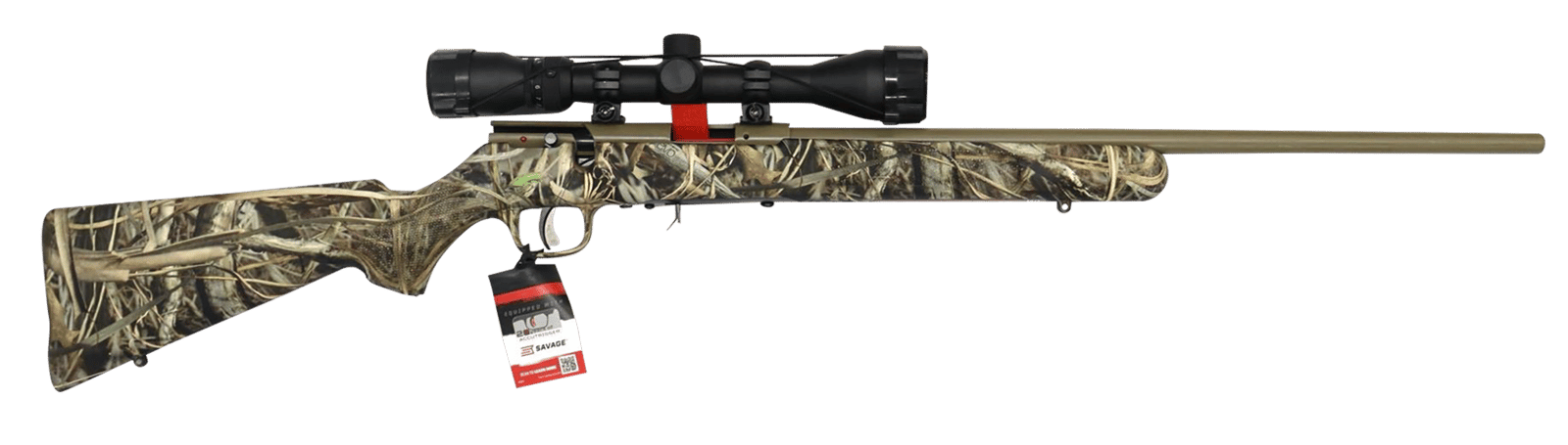 Savage Arms 96867 93 XP 17 HMR 10+1 21" Coyote Tan Cerakote Button-Rifled Barrel & Drilled & Tapped Steel Receiver, Brush Camouflage Fixed Synthetic Stock, Weaver 3-9x40mm