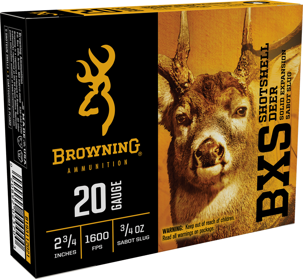 Browning Ammo B193112021 BXS  20Gauge 2.75" 3/4oz Sabot Slug Shot 5 Per Box/20 Case
